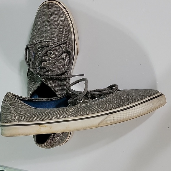 Men's Vans Off the Wall Tweed Herringbone Sneakers, Gray, Size 6.5, Pre-owned - Picture 5 of 11